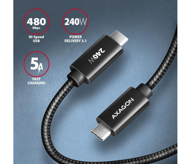 Axagon BUCM2-CM20AB, CHARGE kabel USB-C - USB-C, 2m, Hi-Speed USB - 1353474 - zdjęcie 3